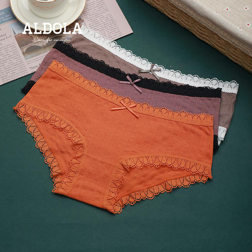 雅黛丽内裤女舒适低腰蕾丝边蝴蝶结纯棉裆部亲肤内裤3条组合装DYK03070(3条装) 商品图0