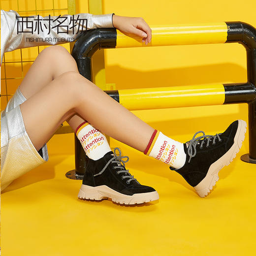 西村名物马丁靴女2020冬季新款时尚英伦风厚底短靴子T29DS43281 商品图3