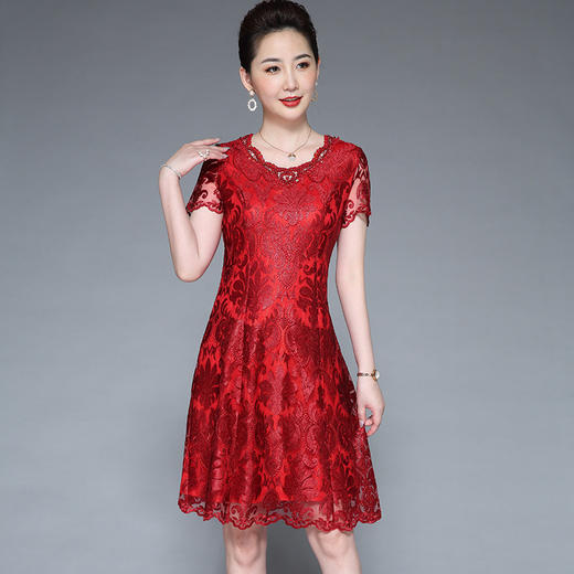 DYSL-Q5446网纱绣花大码妈妈装高贵气质婚宴喜婆婆连衣裙 商品图3