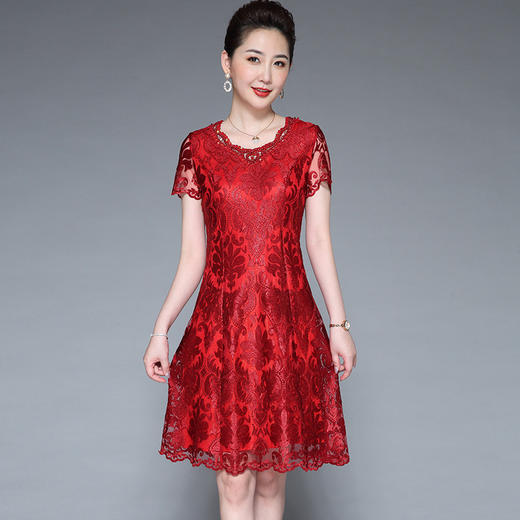DYSL-Q5446网纱绣花大码妈妈装高贵气质婚宴喜婆婆连衣裙 商品图2