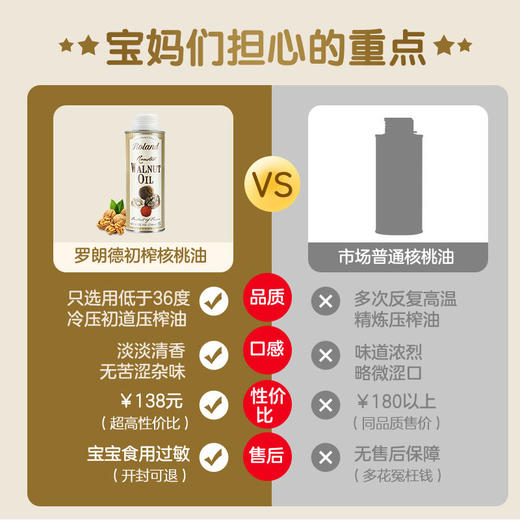 法国原装进口Roland罗朗德宝宝DHA核桃油婴幼儿初榨食用油250ml 商品图1