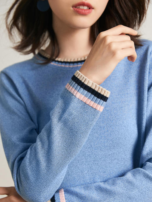 春秋外穿大码薄款软奶蓝毛衣女式套头长袖蓝色上衣 商品图3