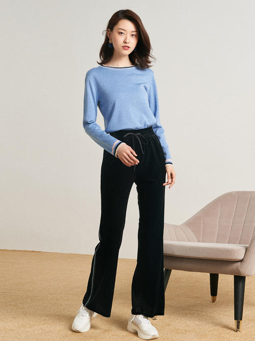 春秋外穿大码薄款软奶蓝毛衣女式套头长袖蓝色上衣 商品图2