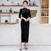 XL-2238日常改良中国风长款七分袖丝绒旗袍 商品缩略图0