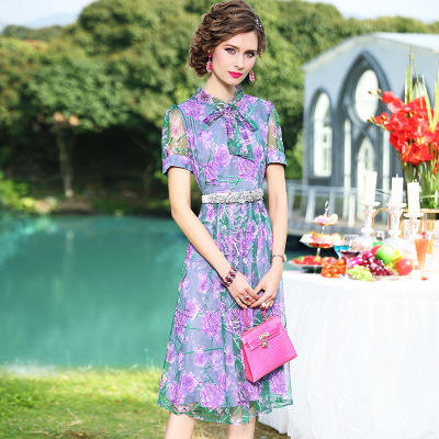 FMY-F20XL31131复古系带收腰显瘦显高中长裙 商品图0