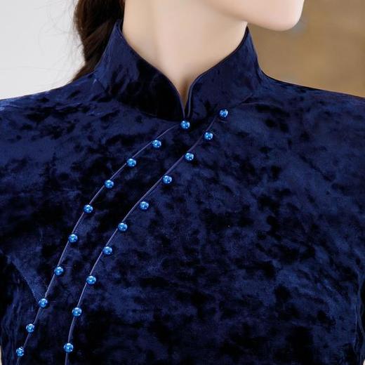 XL-2238日常改良中国风长款七分袖丝绒旗袍 商品图2