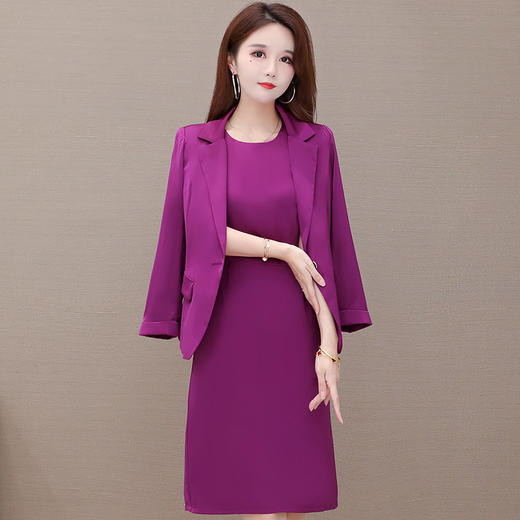 QYM-YJ-X801-Y短款西装外套职业套装连衣裙两件套 商品图0