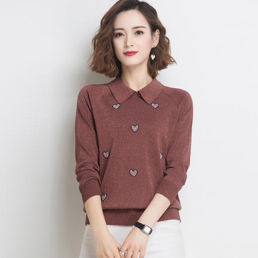 FCY-FQ518宽松长袖针织衫娃娃领套头毛衣女打底衫 商品图2