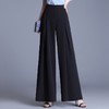 PDD-春夏新款阔腿裤高腰长裤宽松甩裤阔腿裤时尚黑色长裤 商品缩略图0