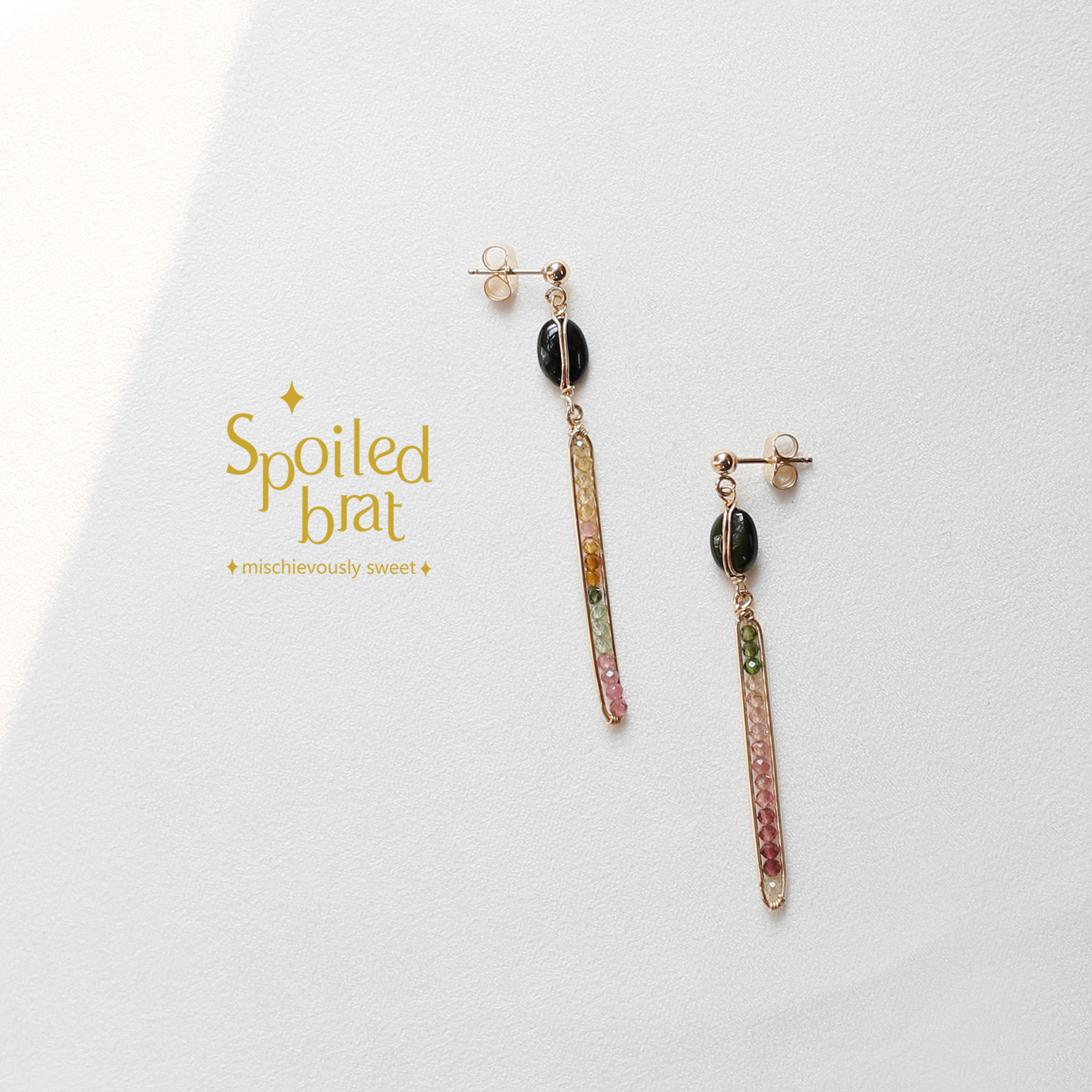 spoiledbat jewelry一字系列碧玺耳环