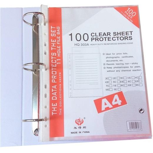 永得利PVC白板夹 A4三面插袋快捞夹1寸 2寸3寸4寸D型3孔活页夹 文件夹 商品图6