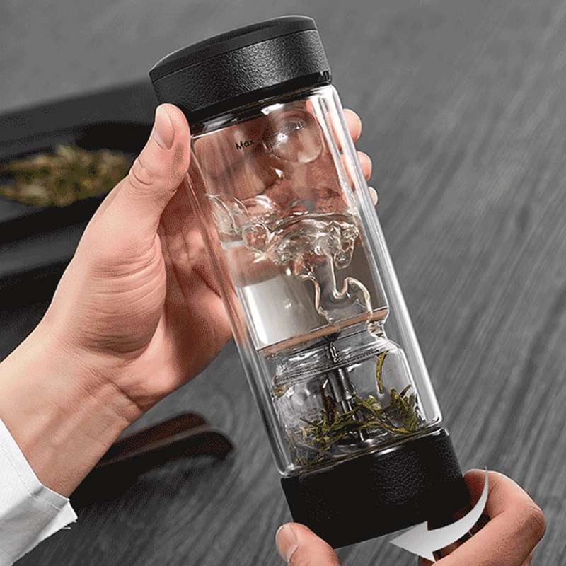 永利汇茶水分离泡茶杯双层玻璃便携过滤旅行茶叶杯子男士水杯