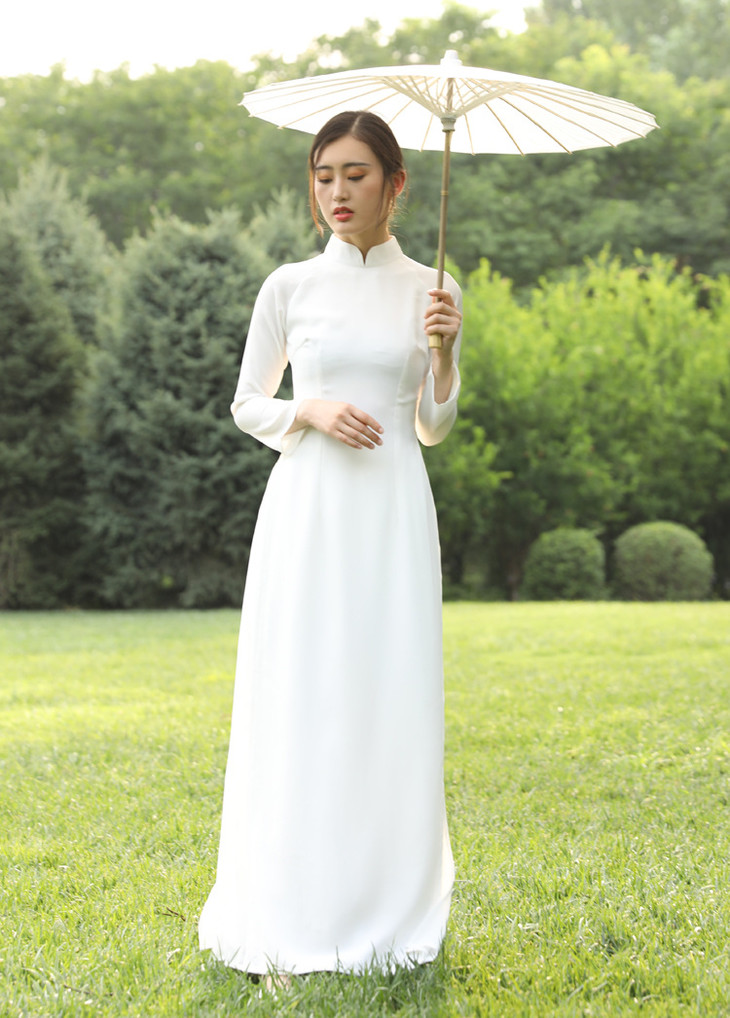 新款越式奥黛立领改良旗袍裙lswj-ad180720