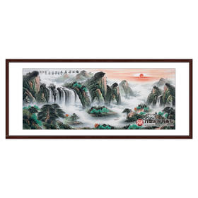 侯志明《福地安居》96*240cm 山水横幅作品 办公室/客厅/书房挂画