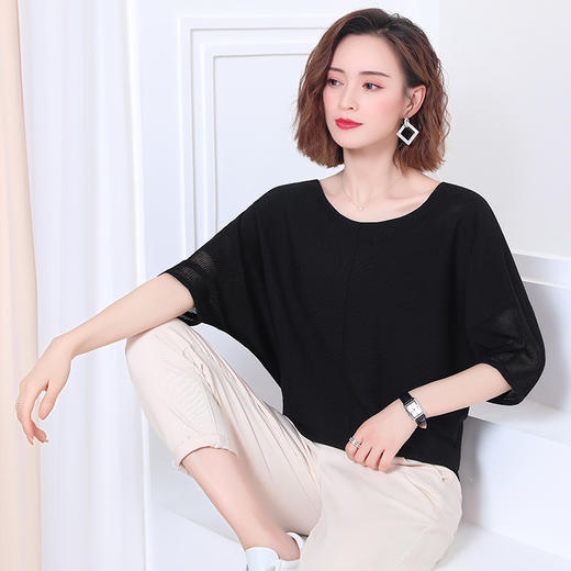 FCY-QQ57117#女装新款宽松纯色套头蝙蝠袖针织衫 商品图3