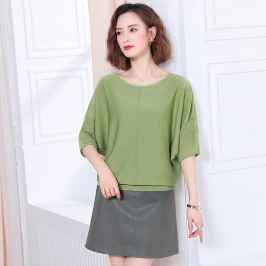 FCY-QQ57117#女装新款宽松纯色套头蝙蝠袖针织衫 商品图1