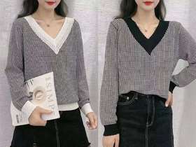 新款时尚千鸟格针织衫