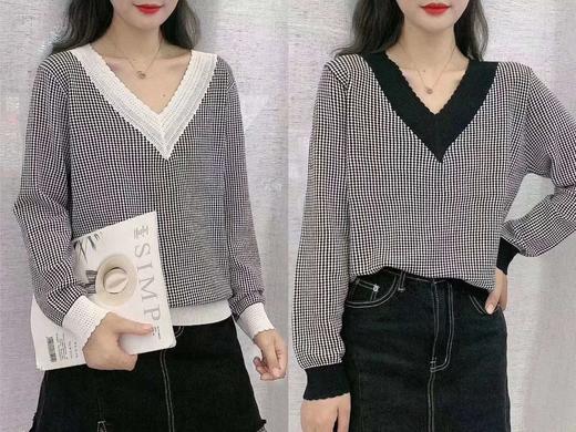 新款时尚千鸟格针织衫 商品图0