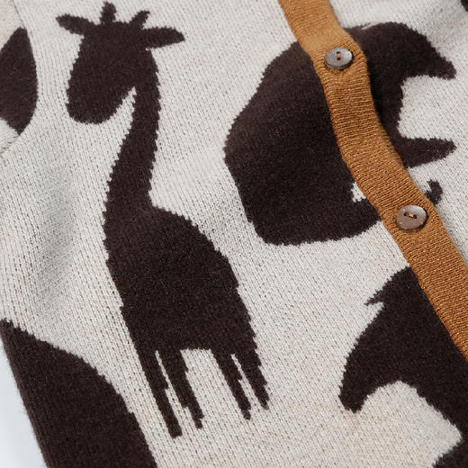 METTE羊绒世家童装100%山羊绒开衫2020冬中大童动物印花开衫外套 商品图3