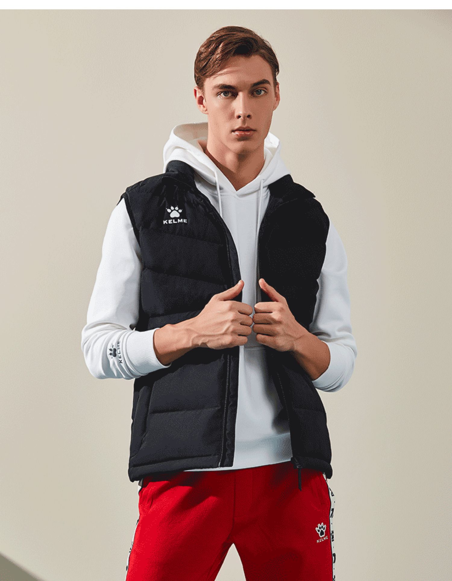 kelme卡尔美 运动棉马甲男秋冬足球训练背心定制logo保暖棉服外套