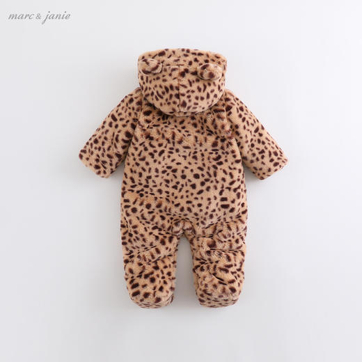 马克珍妮2020新款冬装 婴儿豹纹仿兔毛夹棉连体衣 宝宝爬服201779 商品图1