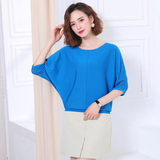 FCY-QQ57117#女装新款宽松纯色套头蝙蝠袖针织衫 商品图2