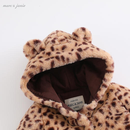 马克珍妮2020新款冬装 婴儿豹纹仿兔毛夹棉连体衣 宝宝爬服201779 商品图3