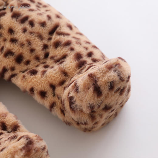 马克珍妮2020新款冬装 婴儿豹纹仿兔毛夹棉连体衣 宝宝爬服201779 商品图4