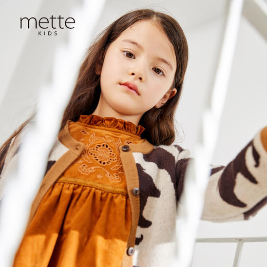 METTE羊绒世家童装100%山羊绒开衫2020冬中大童动物印花开衫外套 商品图1