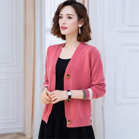 XQY-185156早秋新款2020韩版纯色针织开衫毛衣女装外套