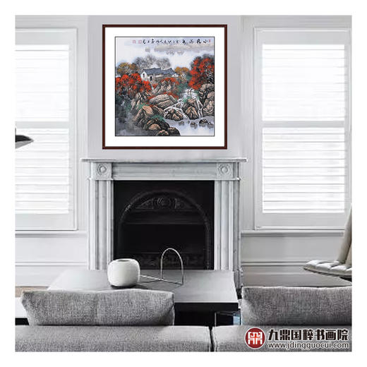 高云鹏《小桥流水》68*68cm 山水斗方作品 办公室/客厅挂画 商品图2