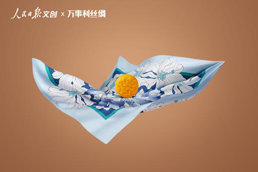 【丝月雅韵-精致套装】万事利人民日报文创联名《丝月雅韵》蚕丝小方巾月饼精致中秋礼盒 商品图1