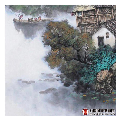 高云鹏《清韵雅居》68*68cm 山水斗方作品 办公室/客厅挂画 商品图5