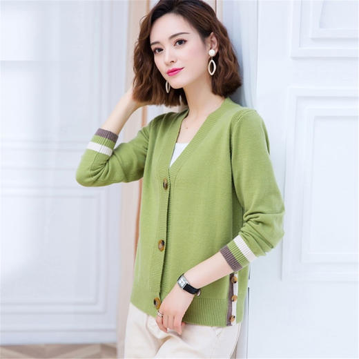XQY-185156早秋新款2020韩版纯色针织开衫毛衣女装外套 商品图3