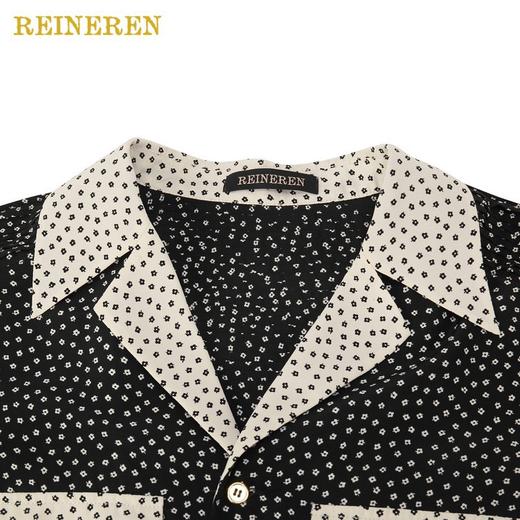 黑白波点撞色长袖衬衫 商品图2