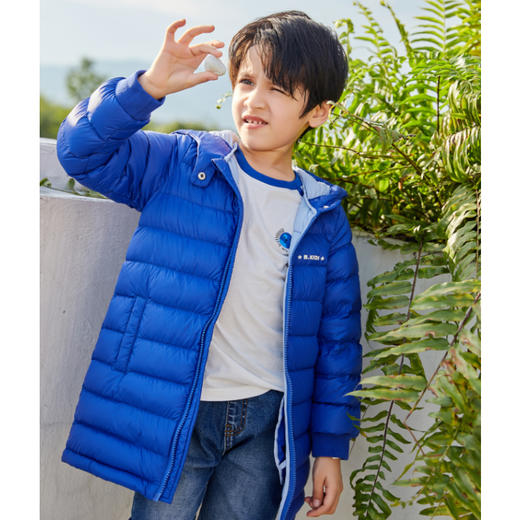 METTE童装男宝中长款羽绒服2020秋冬时尚连帽轻薄款90白鹅绒保暖 商品图2