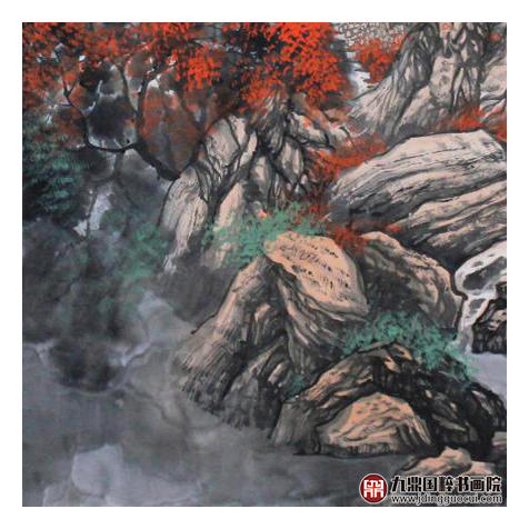 高云鹏《小桥流水》68*68cm 山水斗方作品 办公室/客厅挂画 商品图5