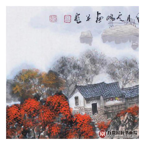 高云鹏《小桥流水》68*68cm 山水斗方作品 办公室/客厅挂画 商品图3