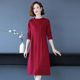 YCE-A948-8136大码气质贵夫人长袖连衣裙