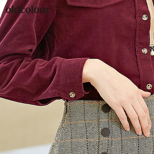 oldcolour秋季新款舒适纯棉衬衫时尚保暖长袖衬衫女L34013444 商品图4