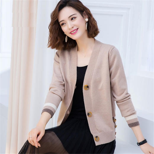 XQY-185156早秋新款2020韩版纯色针织开衫毛衣女装外套 商品图2