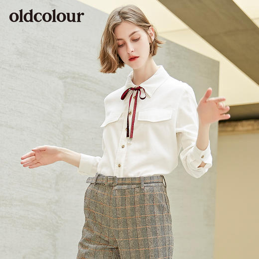 oldcolour秋季新款舒适纯棉衬衫时尚保暖长袖衬衫女L34013444 商品图0