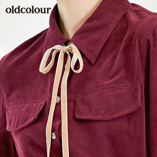 oldcolour秋季新款舒适纯棉衬衫时尚保暖长袖衬衫女L34013444 商品图3