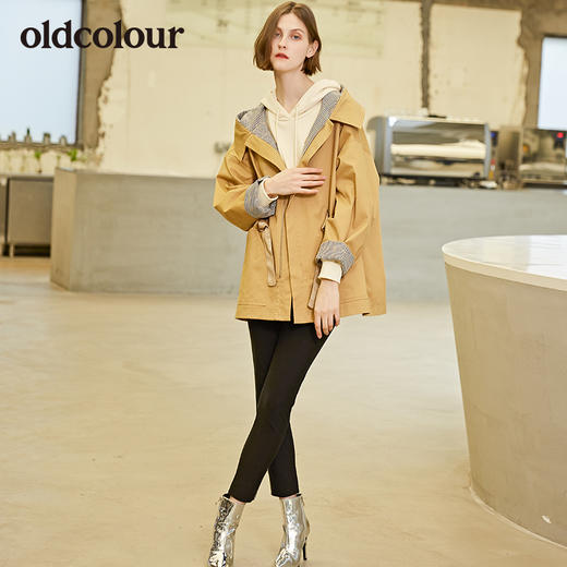 oldcolour秋季风衣女连帽外套女英伦街头风时尚外套女L33047306A 商品图4