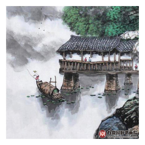 高云鹏《春染山邨》68*68cm 山水斗方作品 办公室/客厅挂画 商品图5