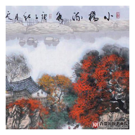 高云鹏《小桥流水》68*68cm 山水斗方作品 办公室/客厅挂画 商品图4