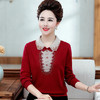 P-dql1932秋季新款翻领烫钻加肥加大妈妈装针织衫 商品缩略图3