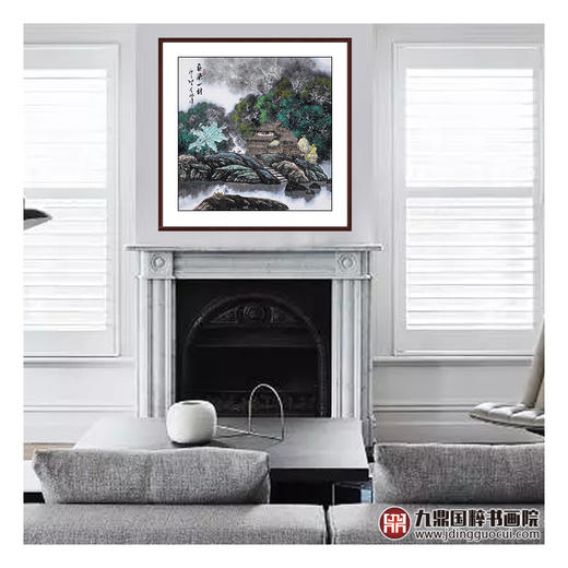 高云鹏《春染山村》68*68cm 山水斗方作品 办公室/客厅挂画 商品图2