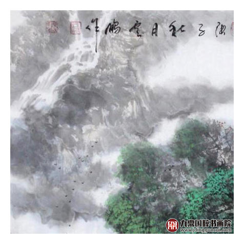 高云鹏《春染山邨》68*68cm 山水斗方作品 办公室/客厅挂画 商品图3