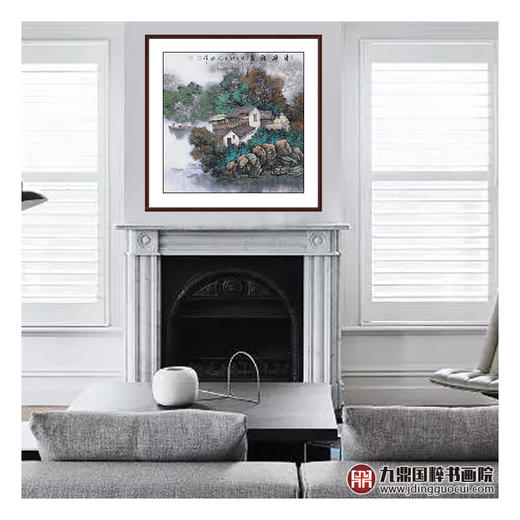 高云鹏《清韵雅居》68*68cm 山水斗方作品 办公室/客厅挂画 商品图2